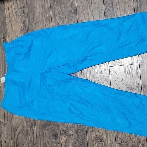 Women's turquoise blue with light floral design cotton pants size 14 - Picture 4 of 6